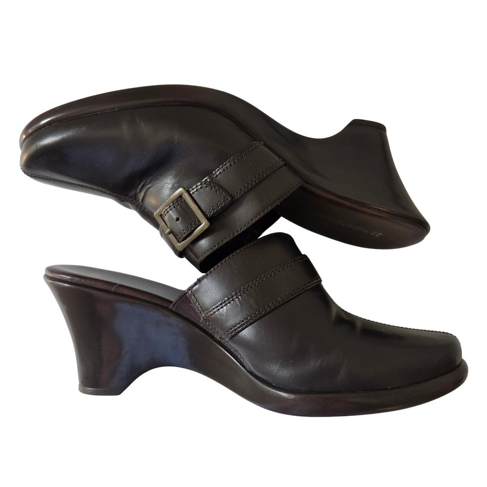 Vintage Y2K Naturalizer Minnie Brown Leather Buckle Mule Clogs Heels 9M Brazil - Picture 9 of 10